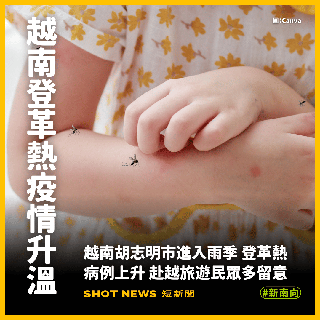 越南胡志明市進入雨季 登革熱病例上升