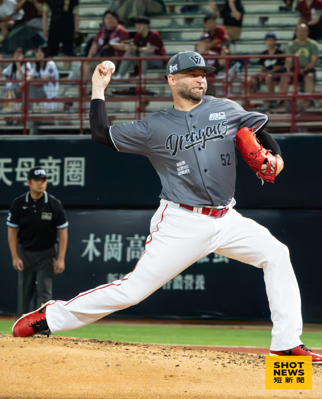 味全龍先發投手伍鐸（Bryan Woodall）8局失1分繳出優質先發（圖：謝硯宇攝影）