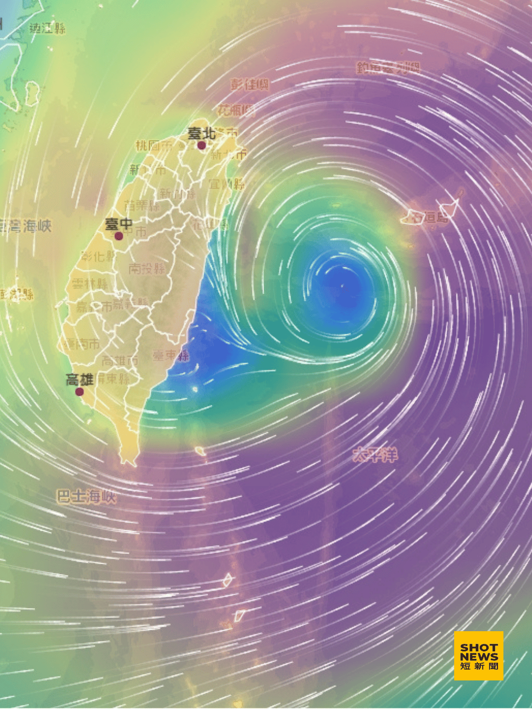 中颱凱米風場預報圖。(圖：中央氣象署)