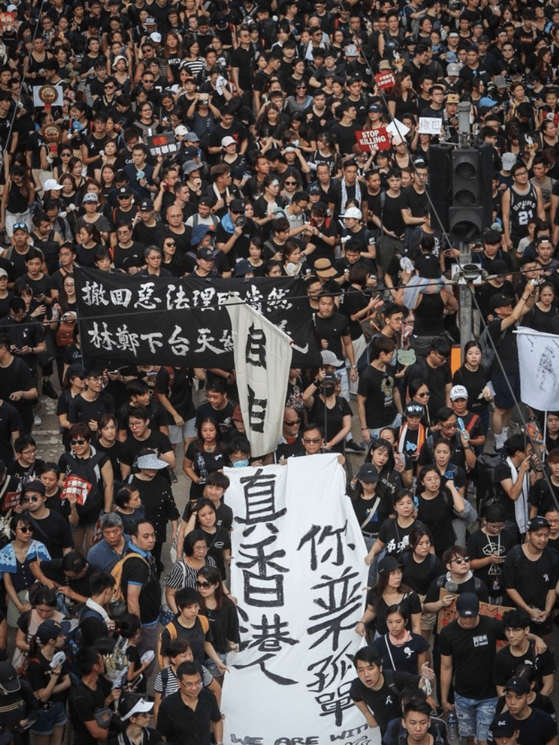 香港百萬民眾反送中惡法遊行。(圖：中央社)