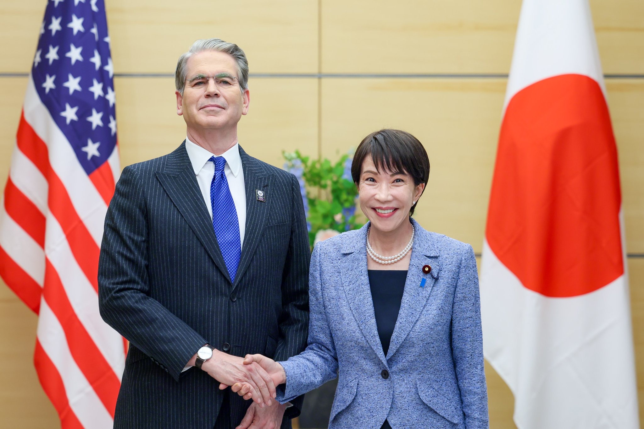 川習會前美財長訪日 高市重申台海和平