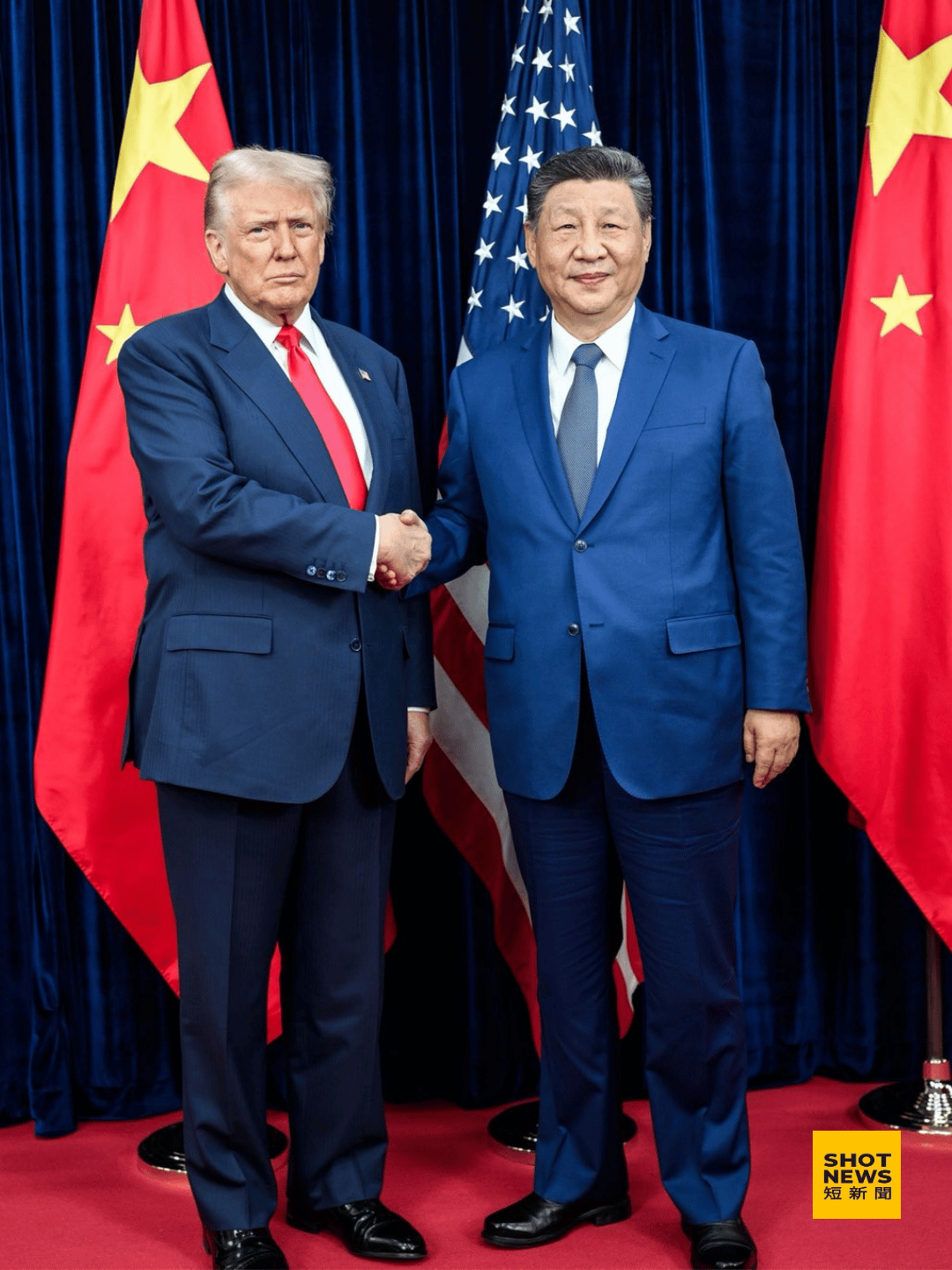 美國總統川普(左)與中國國家主席習近平(右)會晤。(白宮臉書)