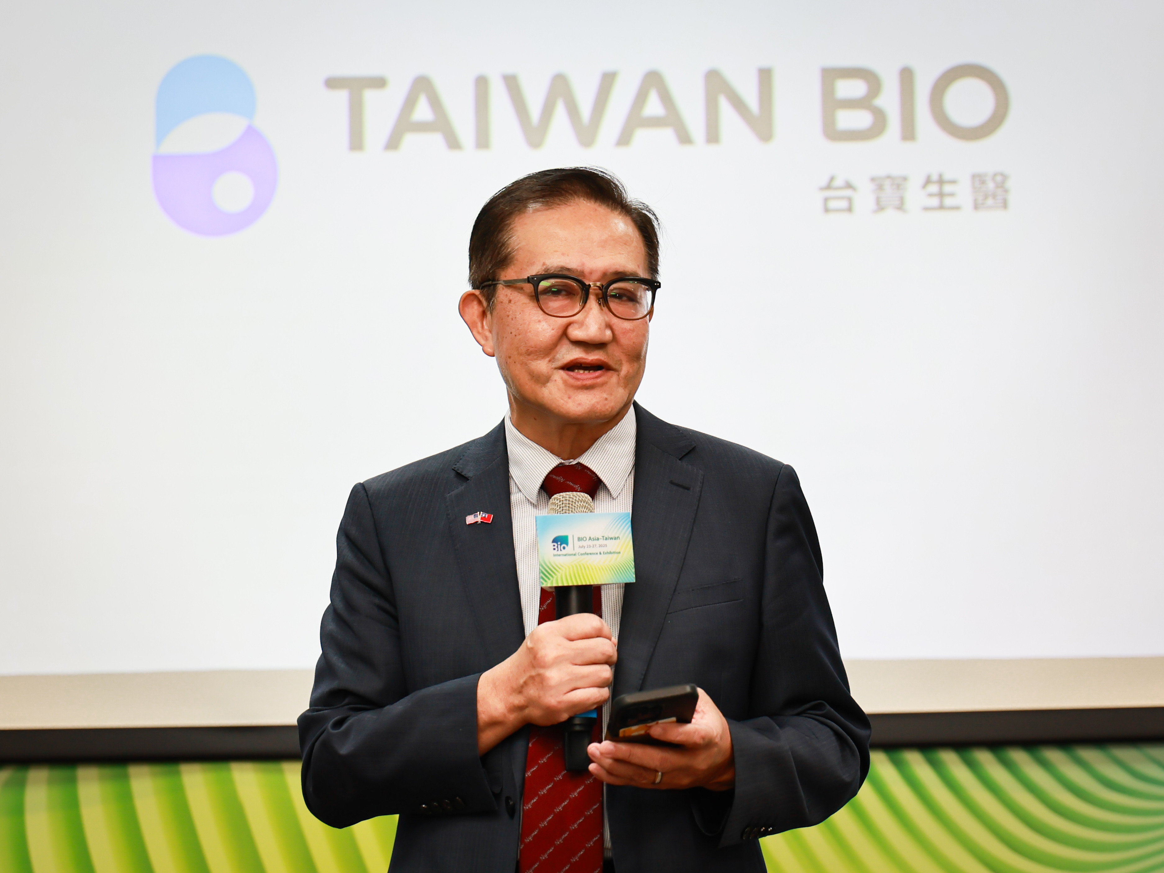 台寶生醫董事長郭旭崧強調，相信台寶是這場競賽的領先者之一。（攝/劉祐龍）
