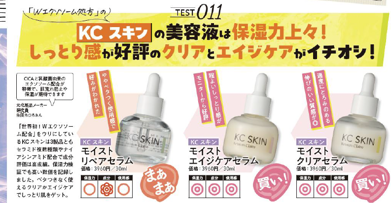 KC SKIN系列精華液強勢入選，並奪「必買」最高榮譽。（翻攝自《LDK the Beauty》四月刊）